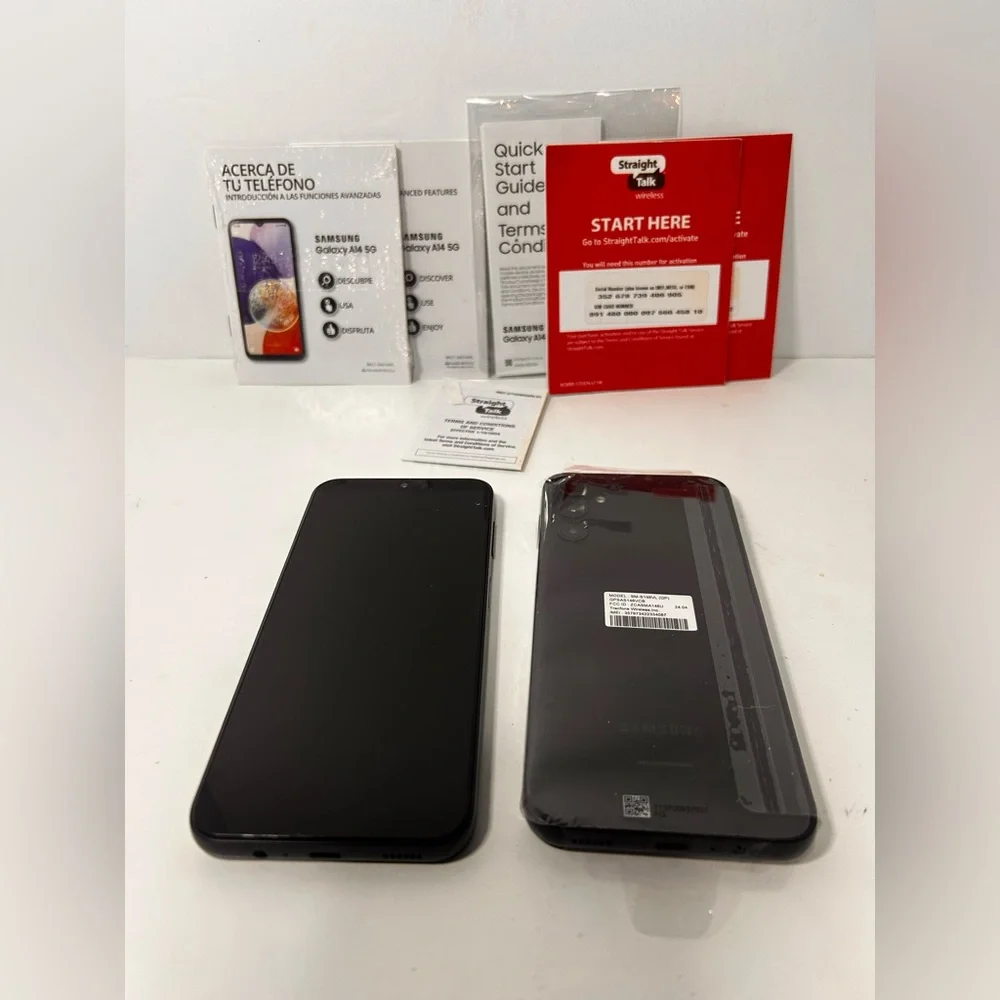 (2) Samsung Galaxy A14 5G Straight Talk. Black. Two Phones.Tested. SM-S146VL (GP